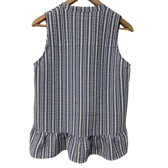 Veronica Beard Blue and White Striped Top - Picture 8 of 9